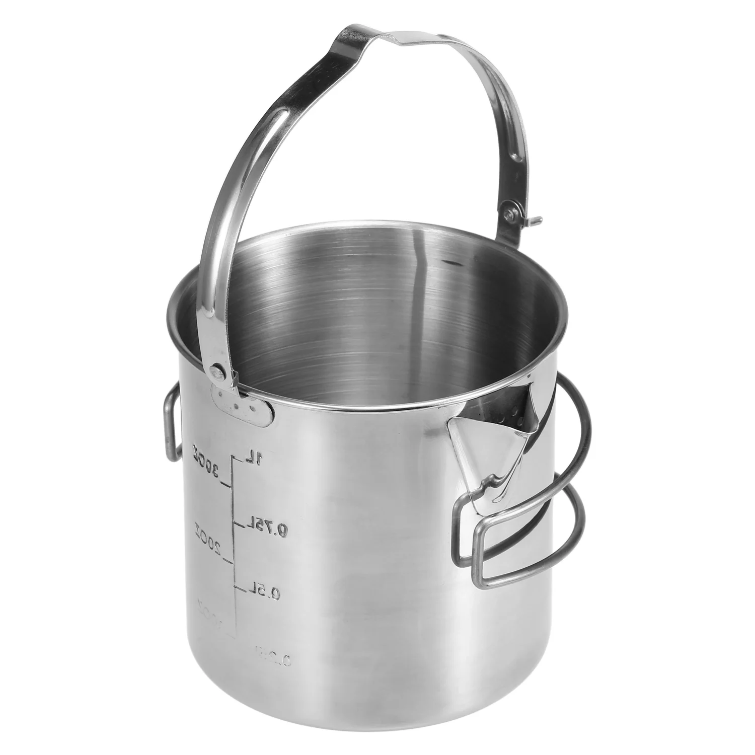 Aibecy Camping Backpacking Pot 1L Stainless Steel Portable with Foldable Handle Cooking Kettle
