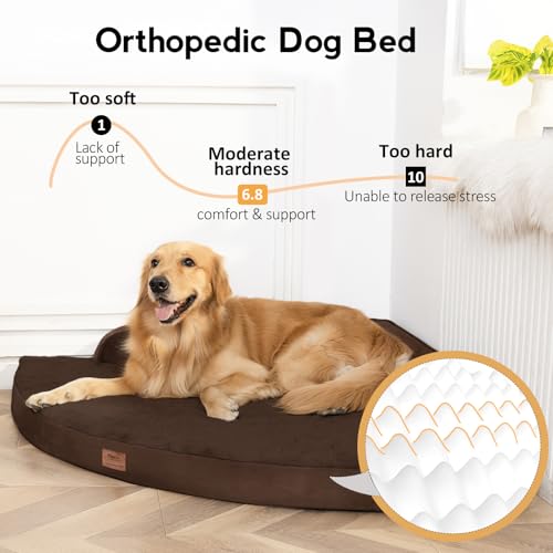 Large Dog Bed for Christmas - XL Orthopedic Egg-Crate Memory Foam Dog Beds with Removable Washable Cover, Waterproof Pet Beds with Non-Slip Bottom, Green