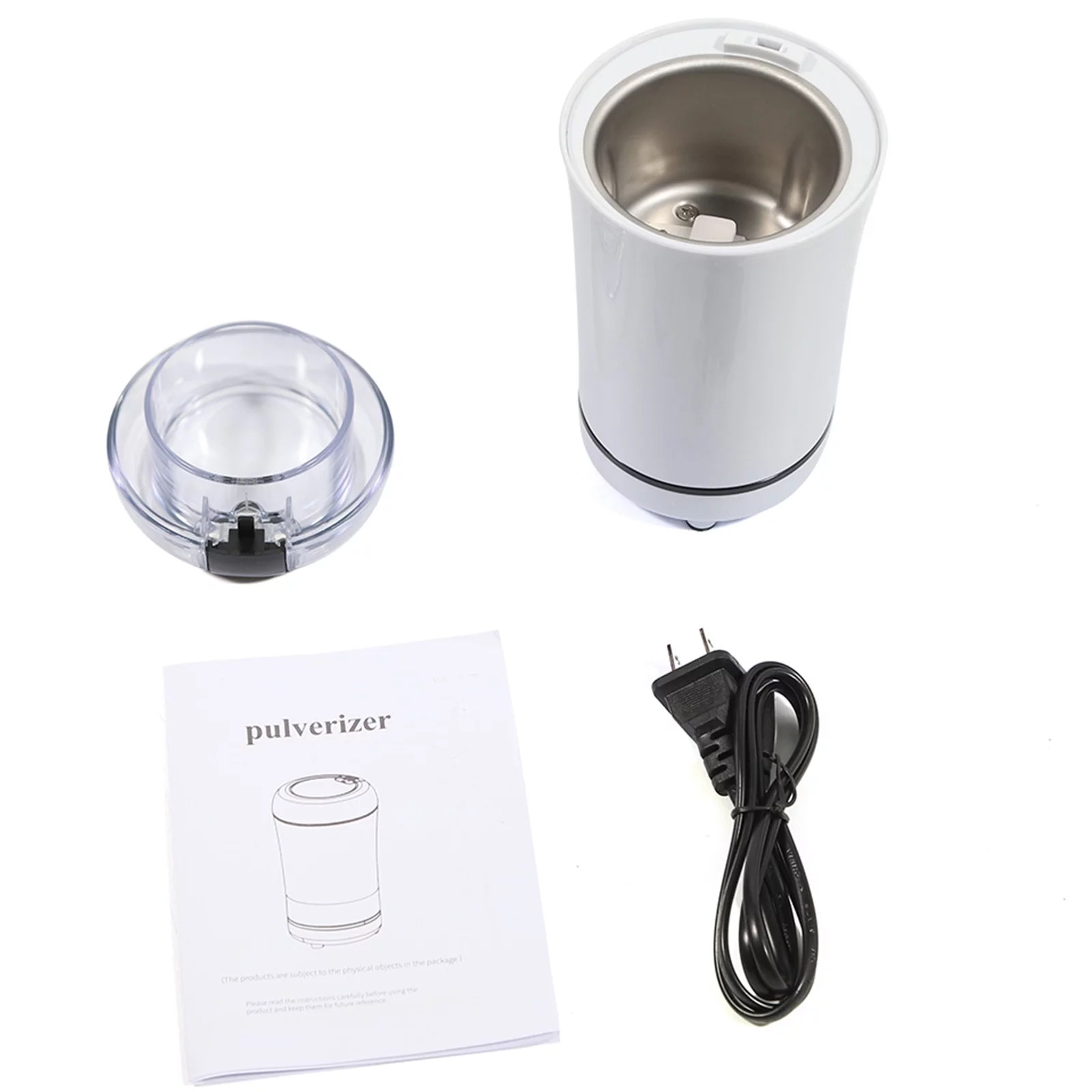 White 50g/ 110V Coffee Grinder Electric with Stainless Steel Bowl
