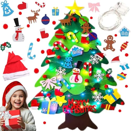 Montessori Felt Christmas Tree for Toddlers, Montessori Christmas Tree Felt with Lights, Ideal DIY Felt Christmas Tree Set