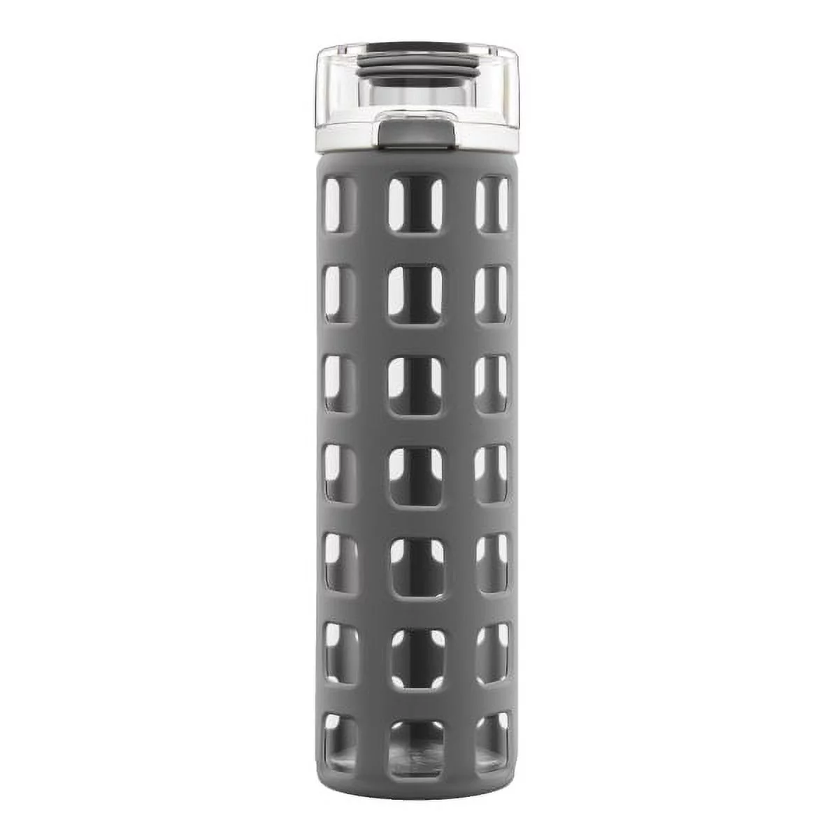 Ello 20 oz Gray Glass Water Bottle with Flip-Top Lid