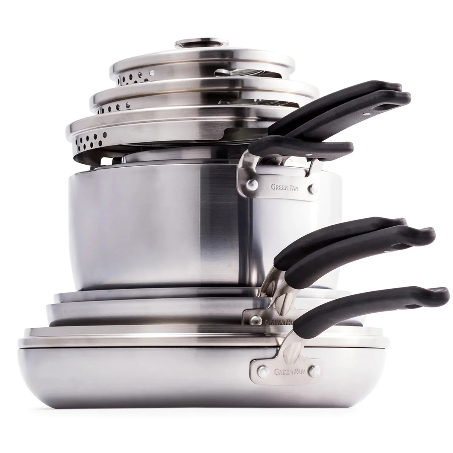 GreenPan Levels Stainless Steel Stackable Ceramic Nonstick 11-Piece Cookware Set