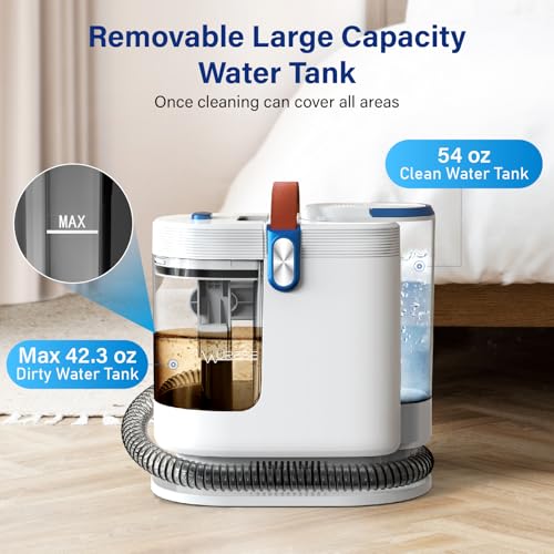 Portable Carpet Cleaner Machine, Carpet Shampooer, 15Kpa Upholstery Cleaner with 3 Tools, 54oz Large Water Tank, 16.4ft Power Cord, Spot and Stain Deep Cleaner for Rug, Couches, Car,azure