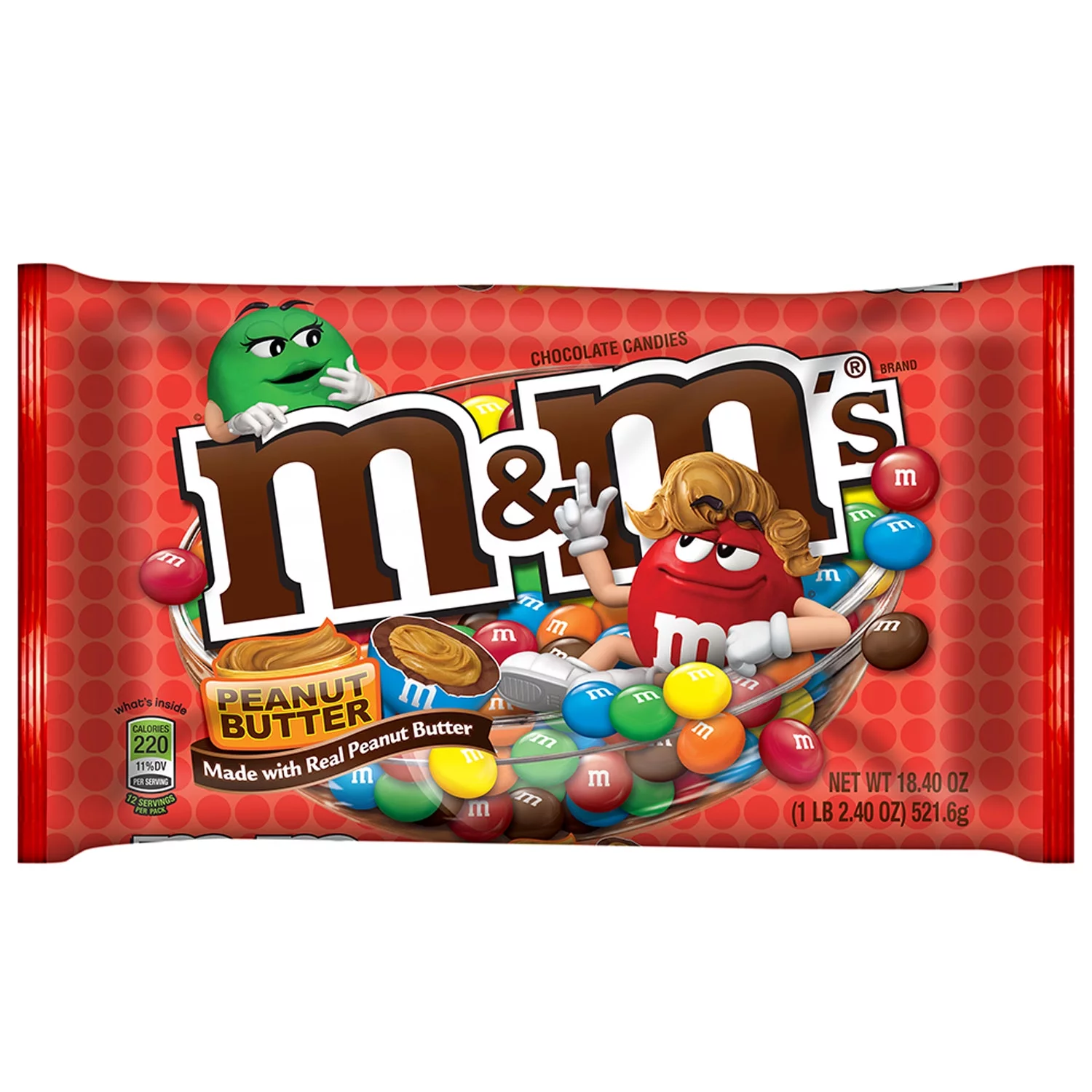 M&M'S Peanut Butter Chocolate Candy Bag, 18.4 oz