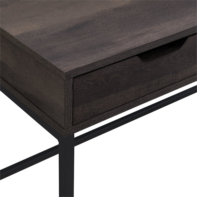 Contempo 40-Inch Desk with Drawer and Shelf in Brown Wood Grain Finish
