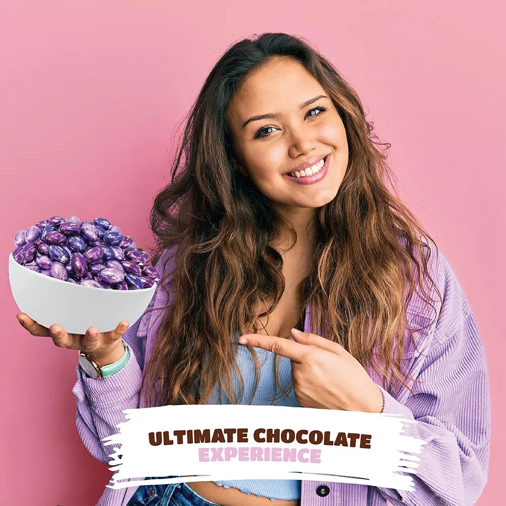 HERSHEY'S SPECIAL DARK Chocolate Mini Eggs Candy, Purple Foil, Bulk Pack 2 Pounds