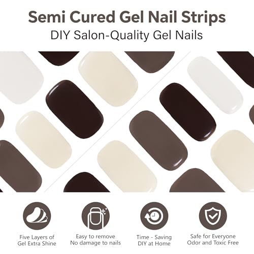 Semi Cured Gel Nail Strips-Easy Apply Christmas Gel Nail Stickers Holiday Semi Cured Manicure Strips with Sparkling Xmas Designs (Classic Yule)