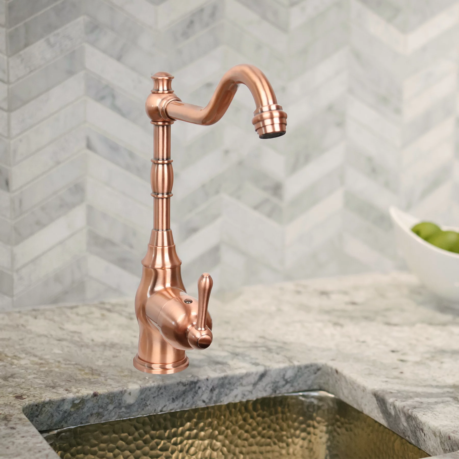 Akicon One-Handle Widespread Kitchen Bar Faucet Copper Copper Finish