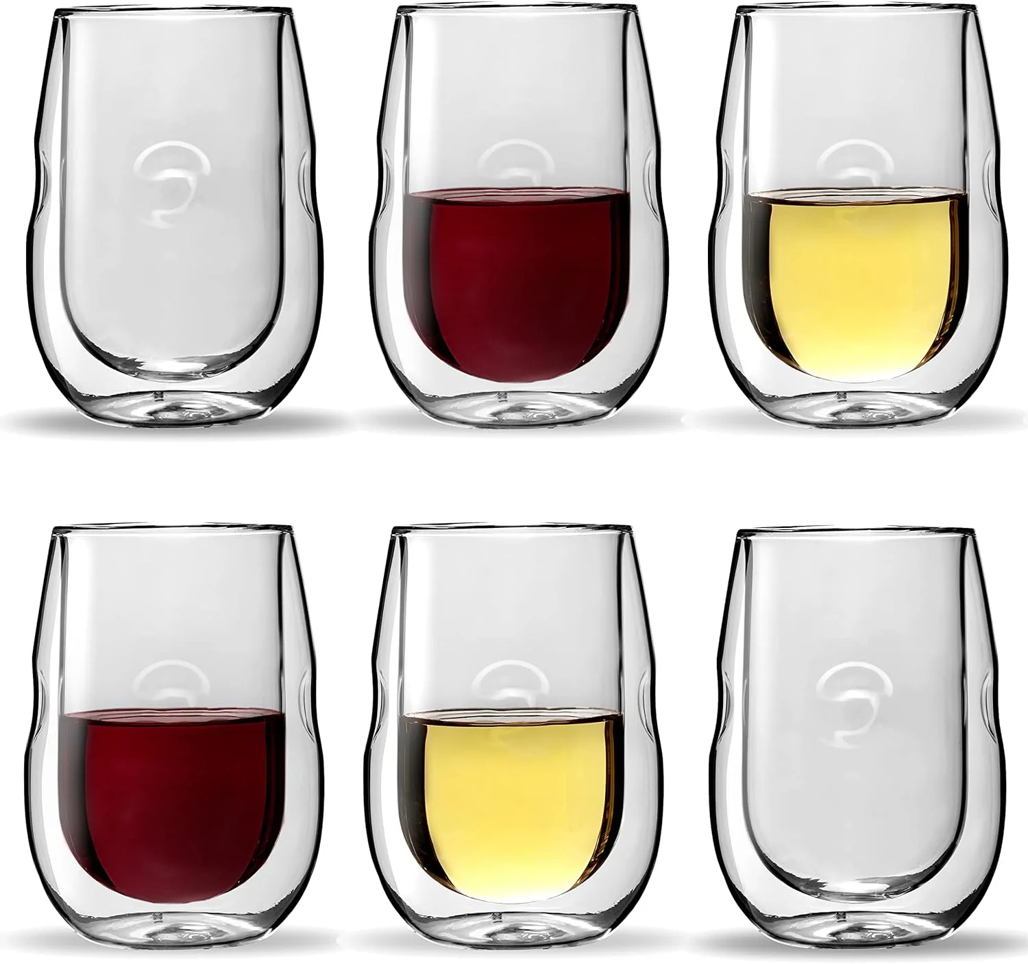 Moderna Artisan Series Double Wall Insulated Wine Glasses - Set Of 6 Wine And Beverage Glasses