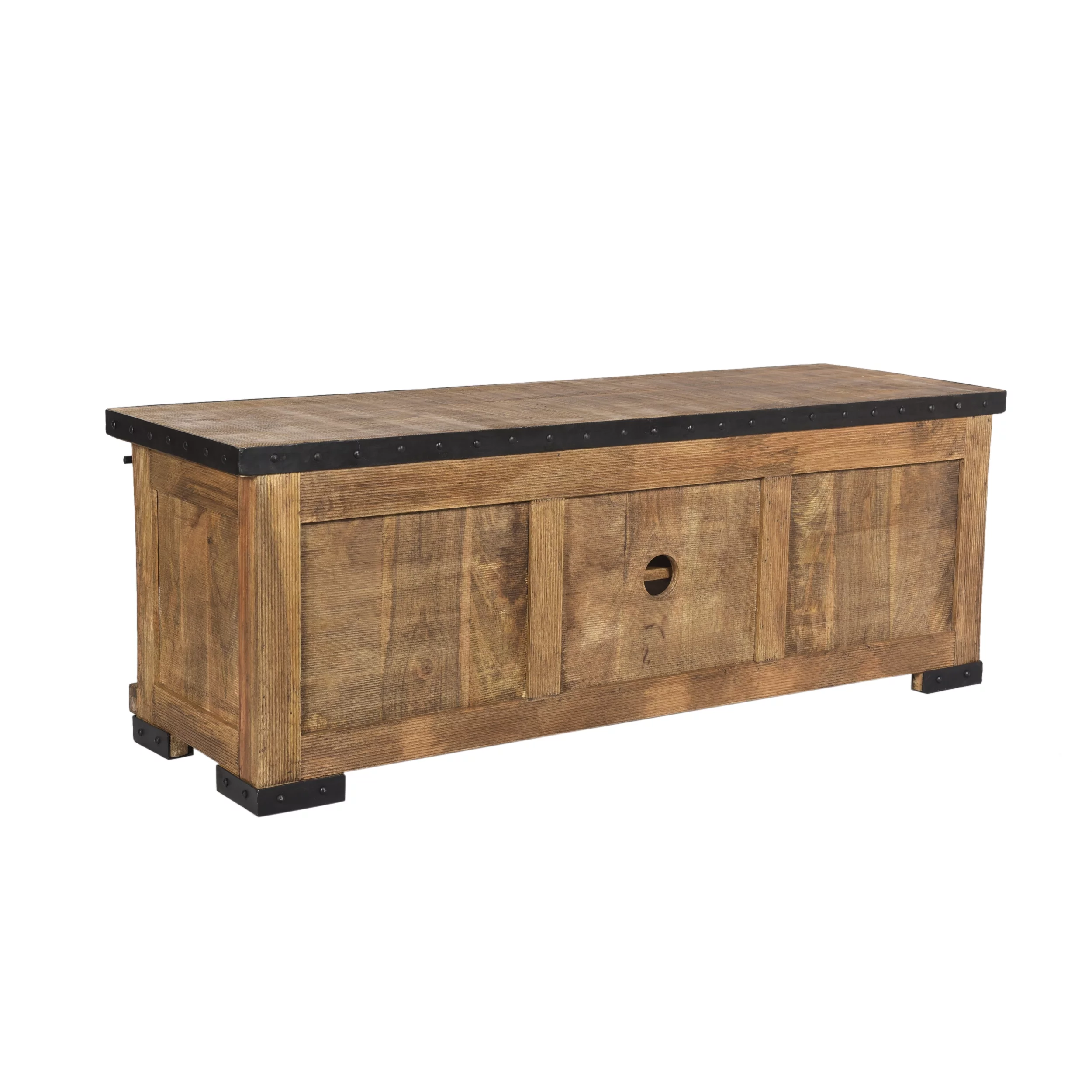 Noble House Zarnish Modern Industrial Mango Wood TV Stand, Natural and Black