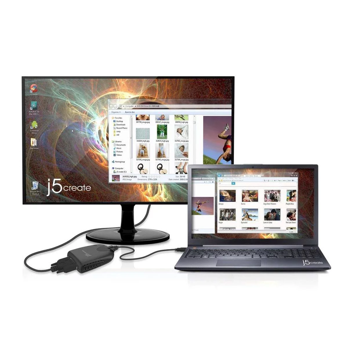 j5create - USB-A-to-VGA Adapter - Black/White