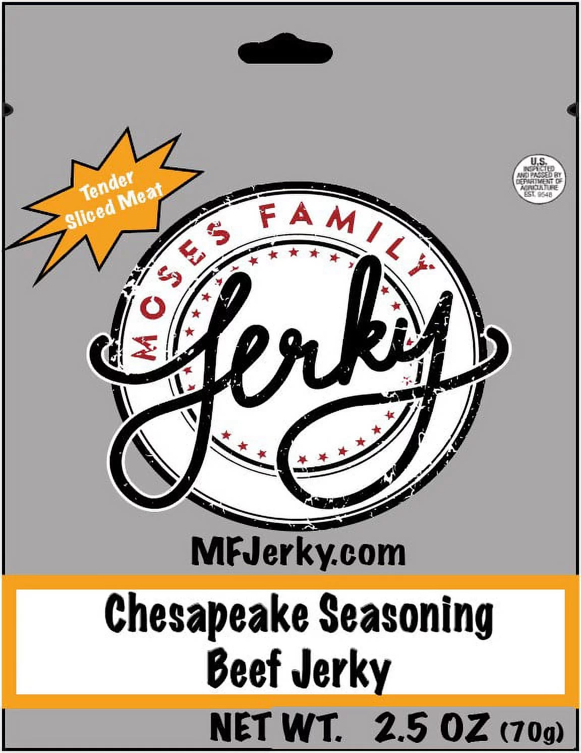 Moses Family Jerky, Old Chesapeake Bay Seasoning Beef Jerky, 2.5 Ounce (Pack of 4), Tender Sliced Meat