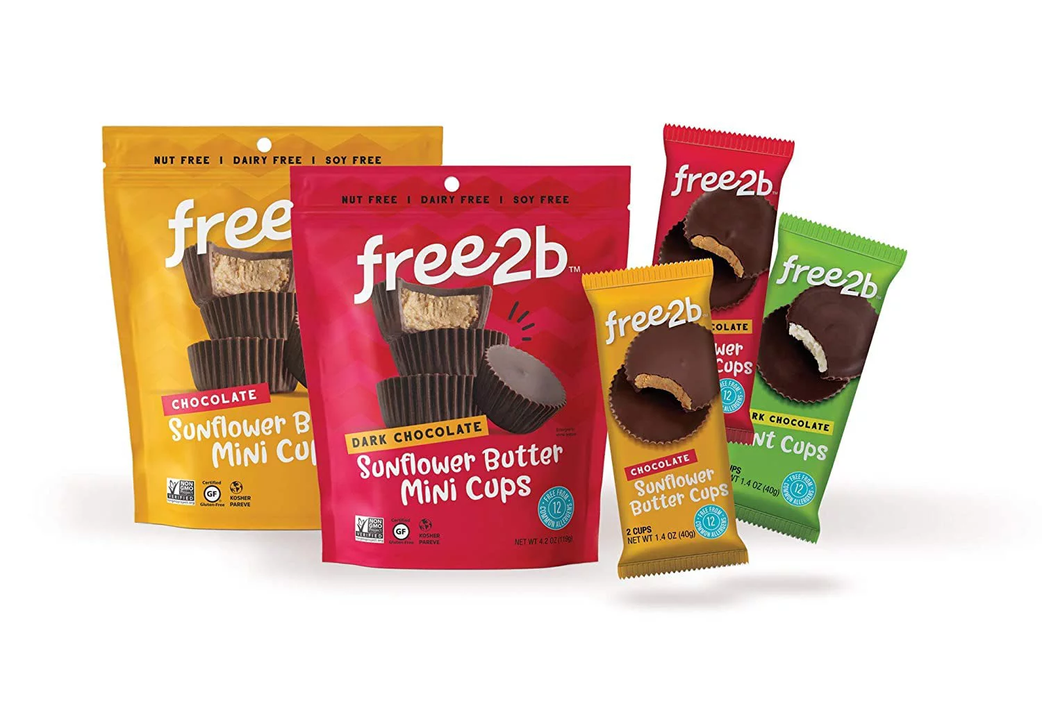 Free2b Foods Chocolate Sun Cups Minis Gluten-Free, Dairy-Free, Nut-Free and Soy-Free - 4.2 Oz. (Pack of 6)