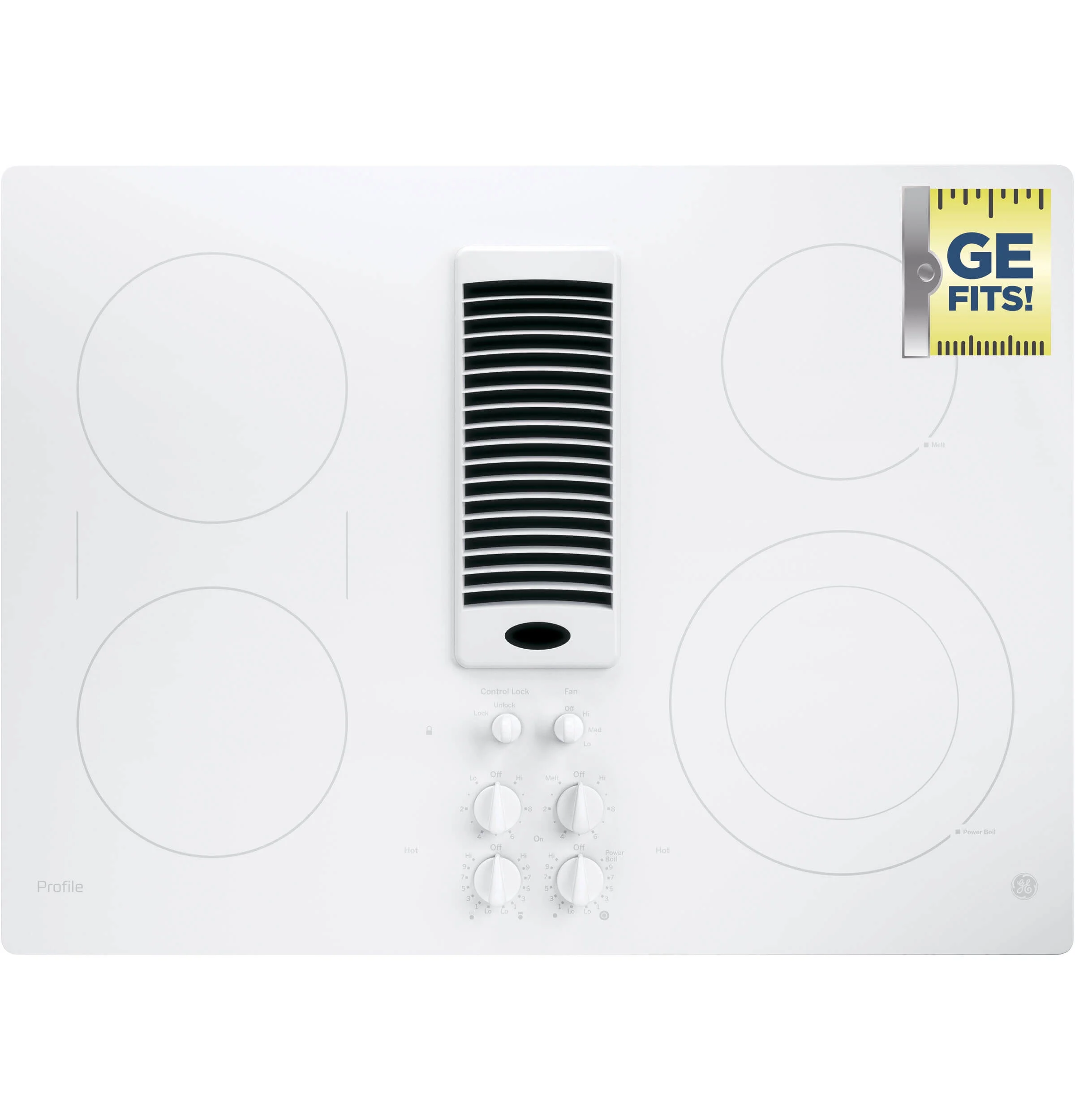 GE Profile PP9830TJWW White Profile Series 30 inch Downdraft Electric Cooktop