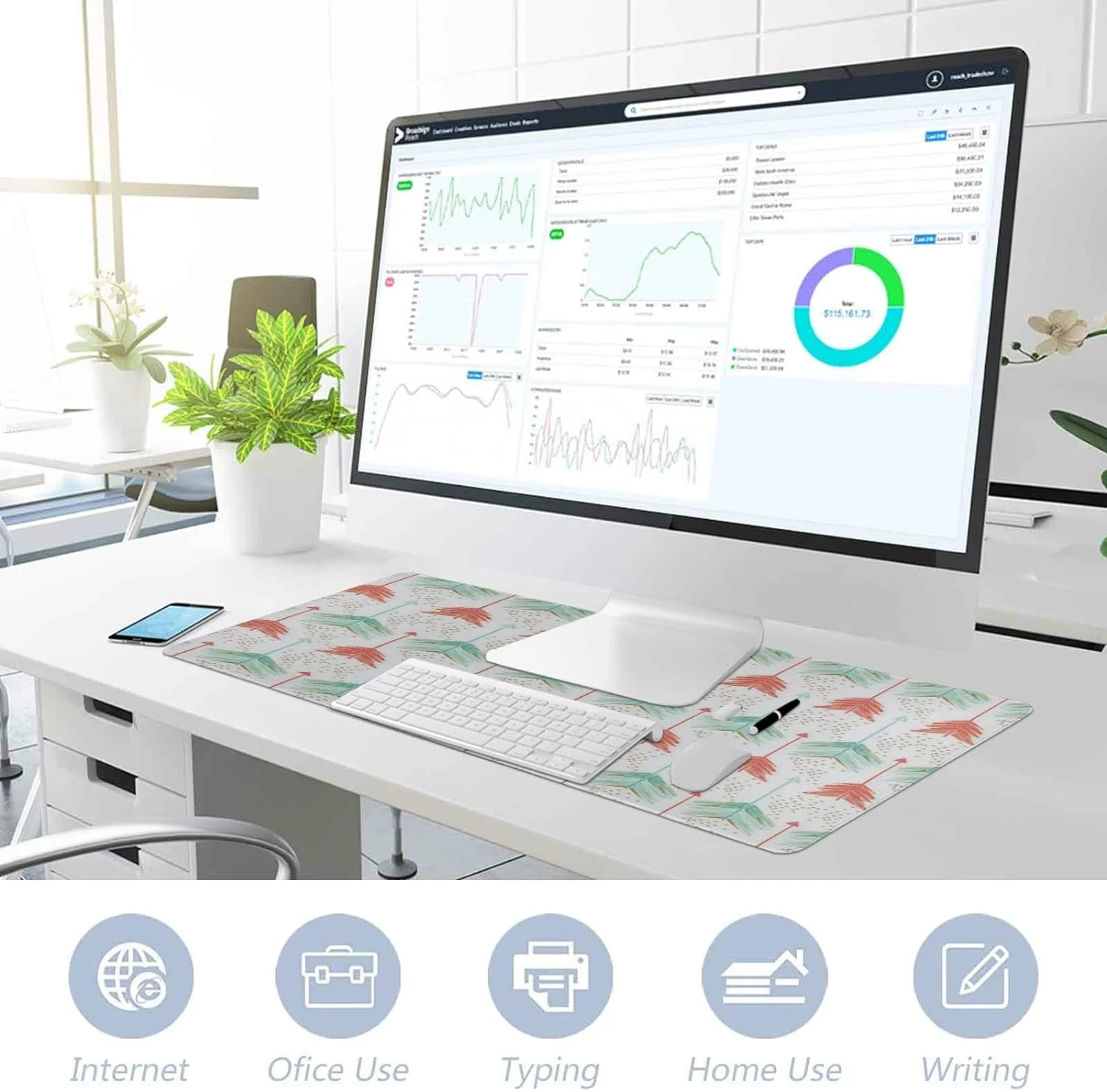 Hyjoy Extended Mouse Pad, Non-Slip Rubber Base Mouse Pad, 35.4x15.7 Inch, Arrow Funny Cartoon Office/Game/Home Long Computer Keyboard and Mouse Pad