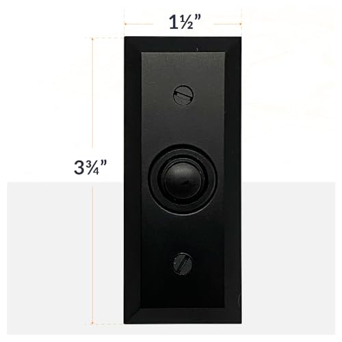 Newhouse Hardware Rectangular Recessed Wired Metal Doorbell Button in Black BT6BV, Rectangular Push Button for Doorbell Chime, Buzzer or Ringer, Door Bell Button Only, Buzzer Button with Beveled Edges