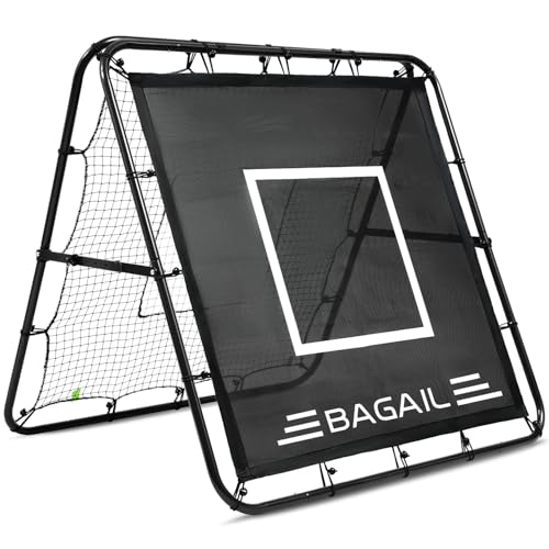 BAGAIL Soccer Rebounder Net, 4 x 4 Ft Pitch Back Baseball Softball Rebounder, Angle Adjustable Rebound Net for Control, Passing Practice, Easy Setup Bounce Back Net Gifts for Training