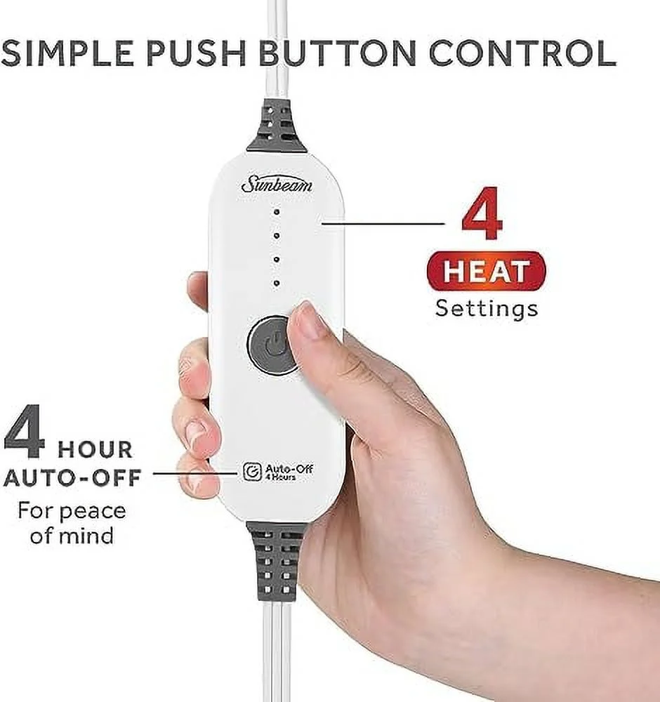 Sunbeam Royal Mink Sherpa Botanical Green Heated Personal Throw Blanket Full