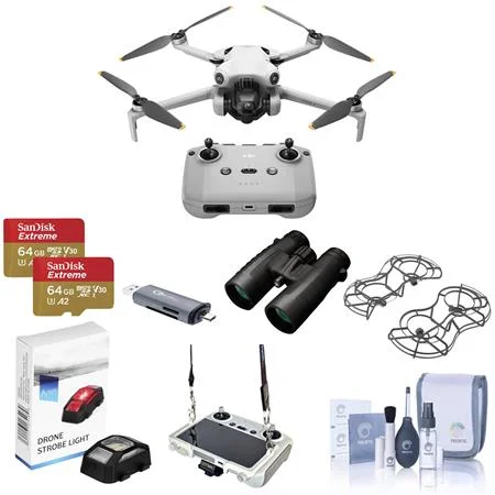 Mini 4 Pro Drone with RC-N2 Controller, Bundle with Bushnell 10x42mm Roof Prism Binocular and 2x 64GB Memory Card