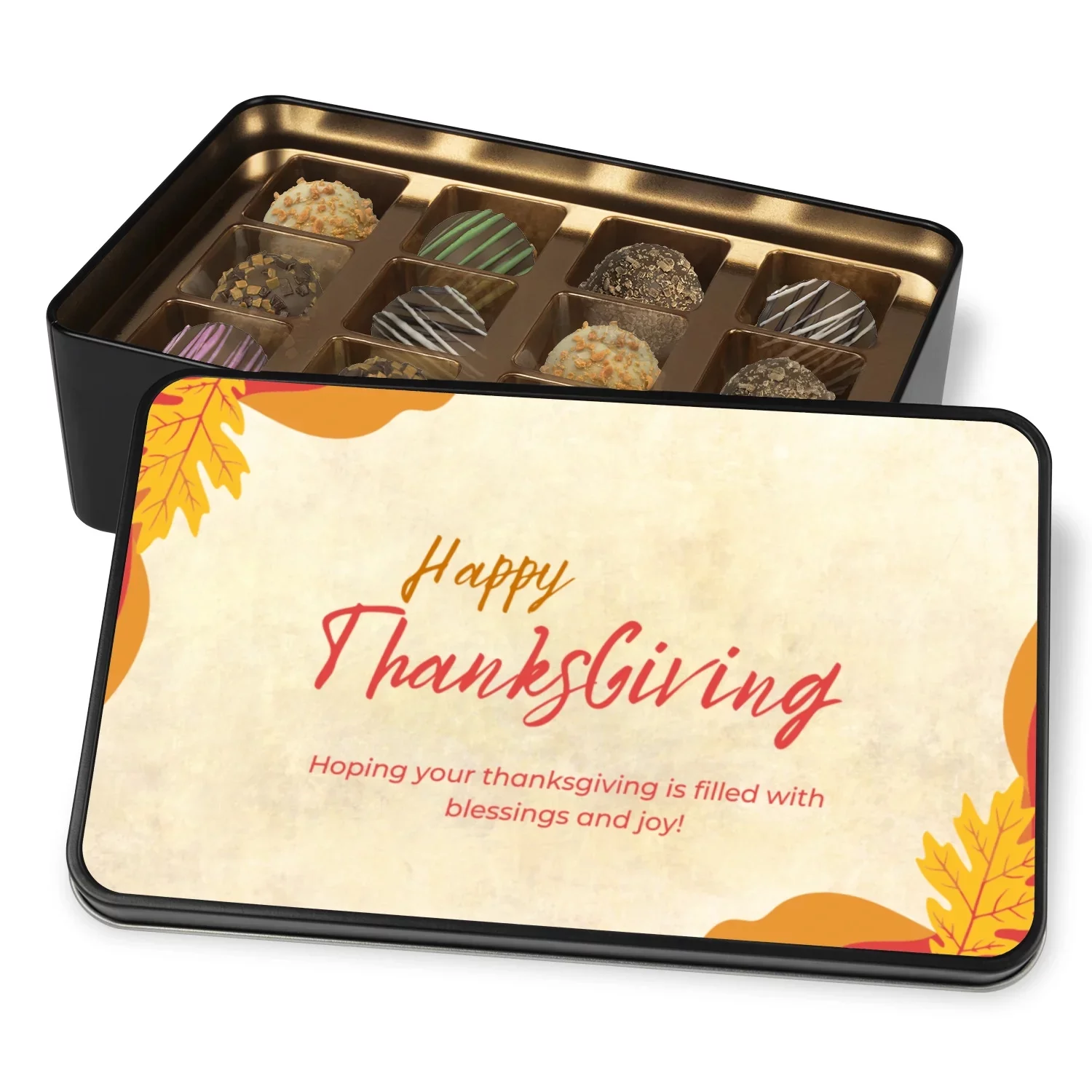Happy Thanksgiving Chocolate Truffle Box Gift, Gift for Hostess