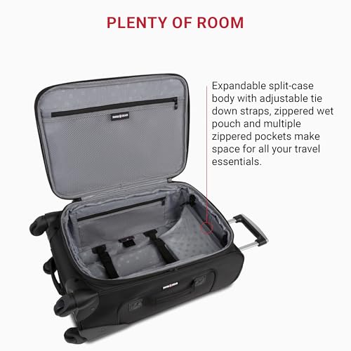 SwissGear Sion Softside Expandable Luggage, Black, Checked-Large 29-Inch
