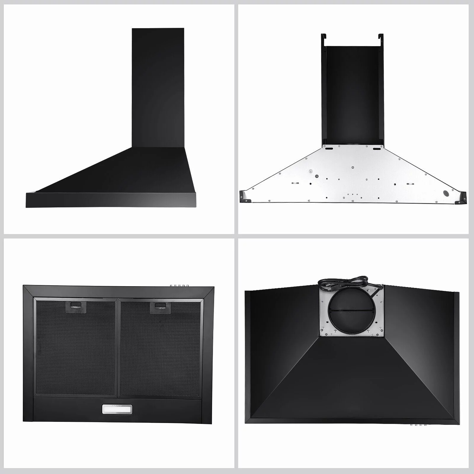 24 inch Wall Mounted Range Hood Kitchen Stove Vent Hood 450 CFM 3-Speed Fan