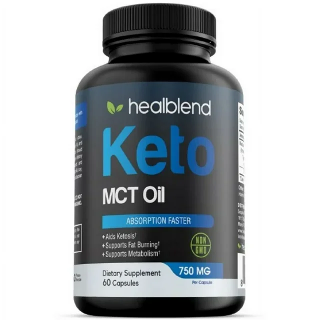Healblend Keto MCT Oil Capsules 3000mg - Natural Ketogenic Fat Burner, Ketosis Diet Pills, Metabolism Booster for Men Women - Exogenous Ketones Supplements - 60 Count