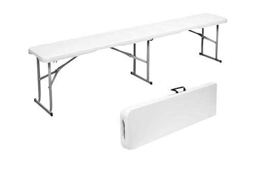 2.75ft Plastic Folding Bench – Lightweight and Portable White Resin with Durable Steel Frame, 33”x8”x16” - (Pack of 1, White, 2.75 Feet)