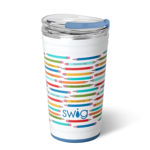 Swig Life 32oz Insulated Tumbler, Travel Coffee Tumbler with Lid, Cup Holder Friendly, Stainless Steel Travel Coffee Mug, Glitter Tumbler, Glitter Gifts (Confetti)