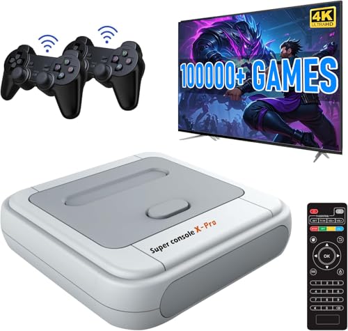 Kinhank Super Console X Pro with 100000+ Games,Retro Game Consoles TV & Game System in 1, Compatible with 63+ Emulators,2 Wireless Game Controllers