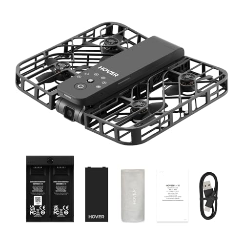 X1 Drone with Camera, Self-Flying Camera Drone with Follow Me Mode, Foldable Mini Drone with HDR Video Capture, Palm Takeoff, Intelligent Flight Paths, Hands-Free Control Black (Combo)