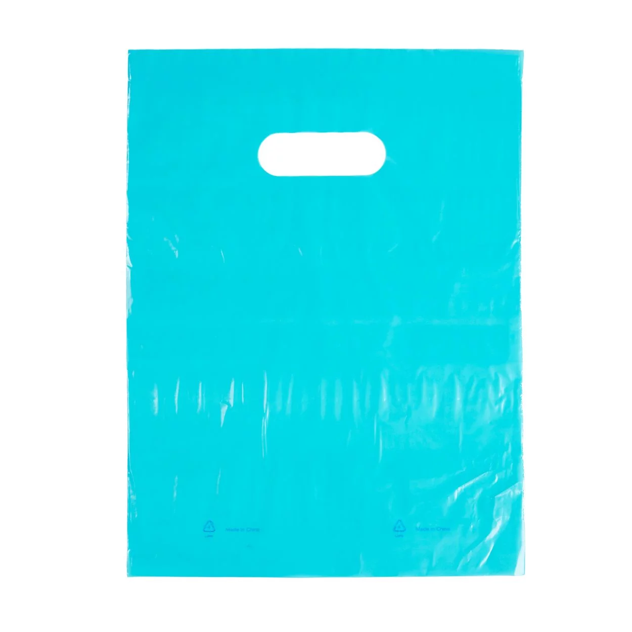 Teal Blue Plastic Merchandise Shopping Bags with Die Cut Handles - Lightweight (9x12) - Pack of 1,000 - Perfect For Retail, Gifts, Trade Shows and More