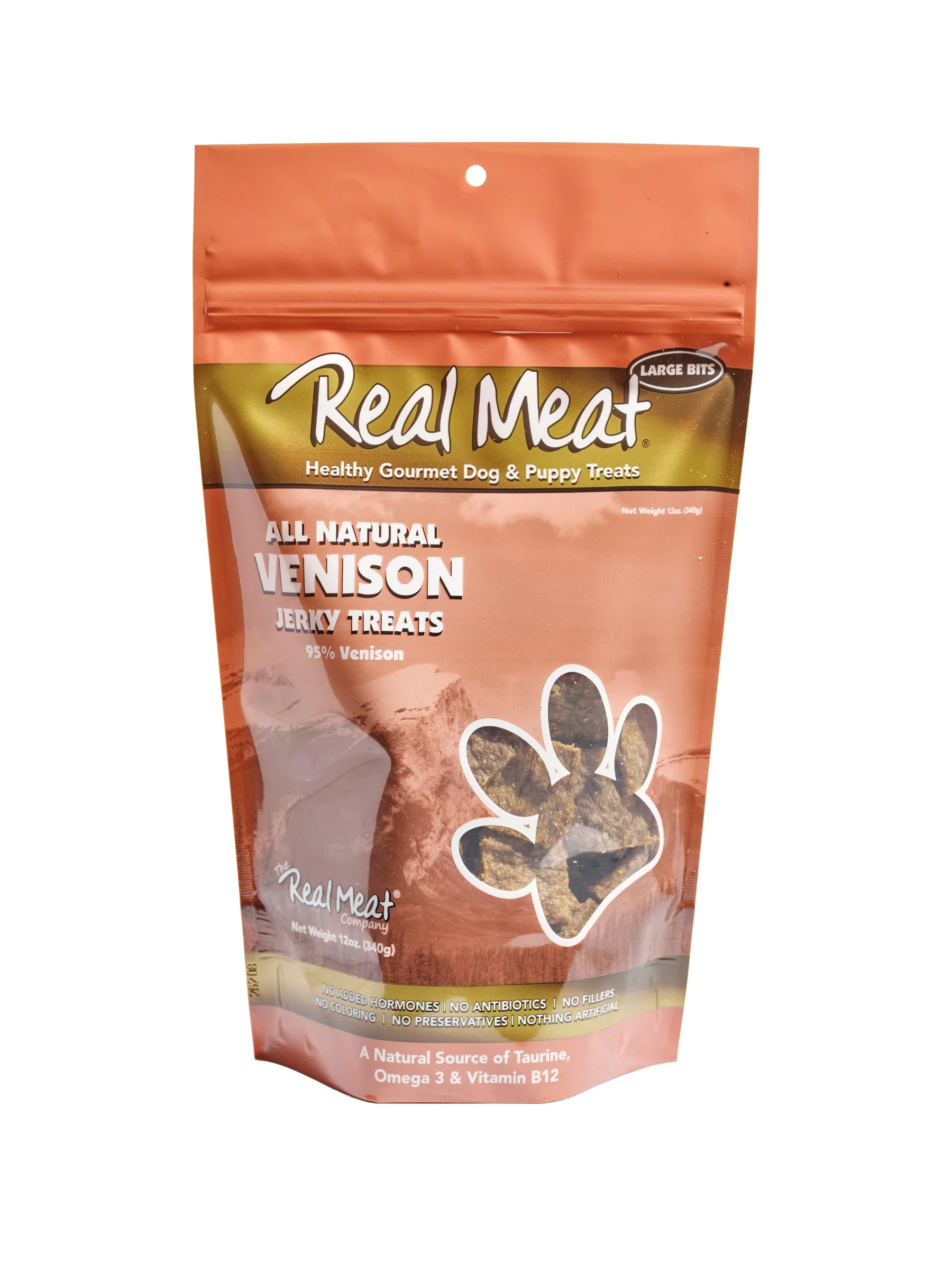 Real Meat AIr-Dried Jerky Treats, Free-Range All-Natural (Venison, 12 oz)