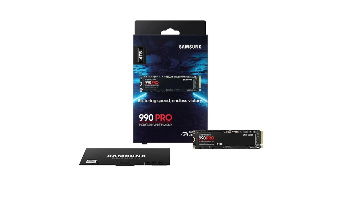SAMSUNG 990 PRO M.2 2280 4TB PCI-Express Gen 4.0 x4, NVMe 2.0 V7 V-NAND 3bit MLC Internal Solid State Drive (SSD) MZ-V9P4T0B/AM. Non-Heatsink