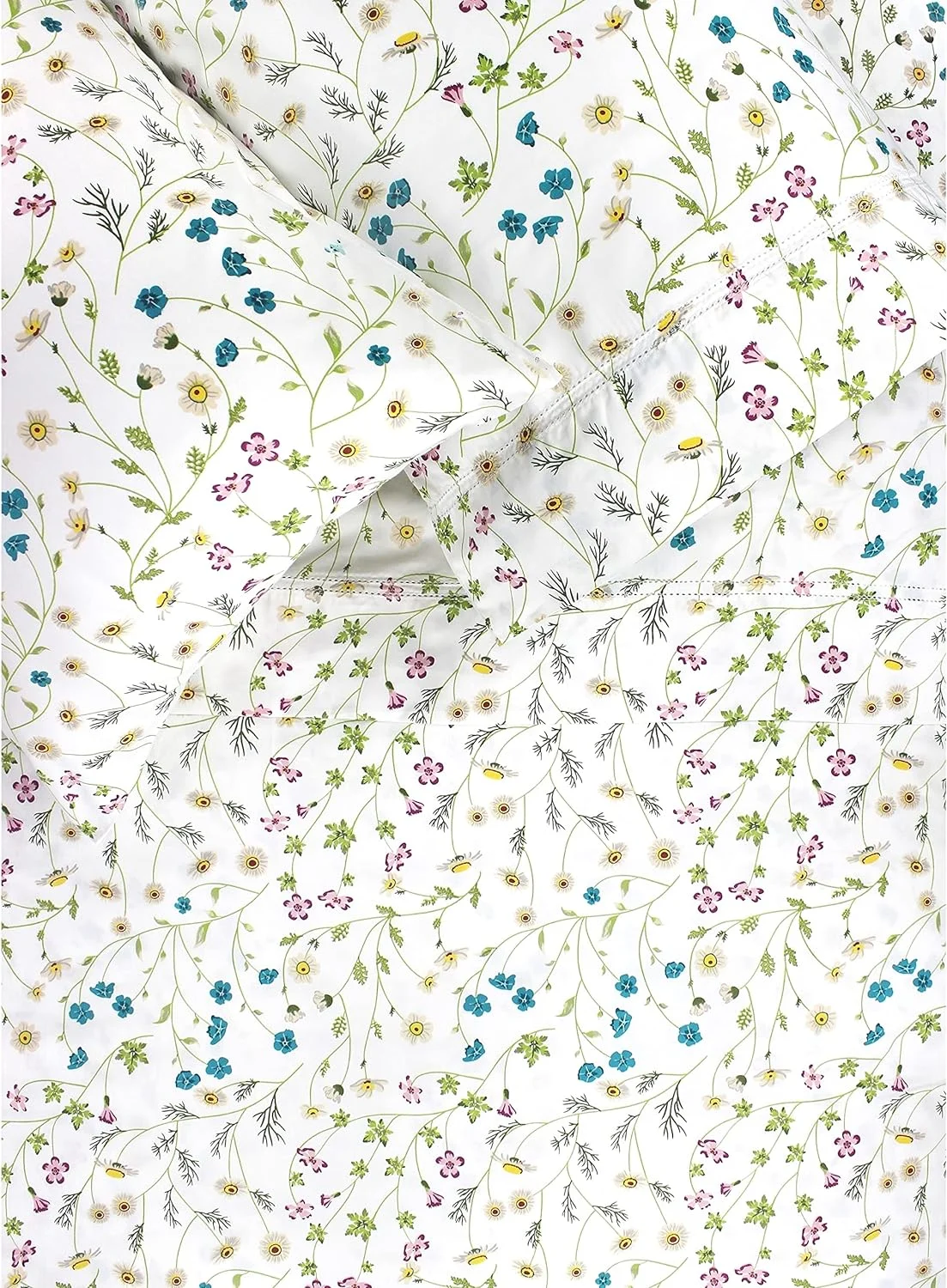 Prited Desig Cotto Collectio 400 Thread Cout Wildflower Bed Sheet Set Califoria Kig