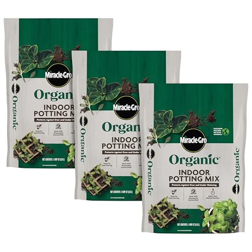 Miracle-Gro Organic Indoor Potting Mix, Protects Against Over and Under Watering, for Indoor Container Plants, Houseplants and Starter Plants, OMRI Listed, 16 qt., 2-Pack