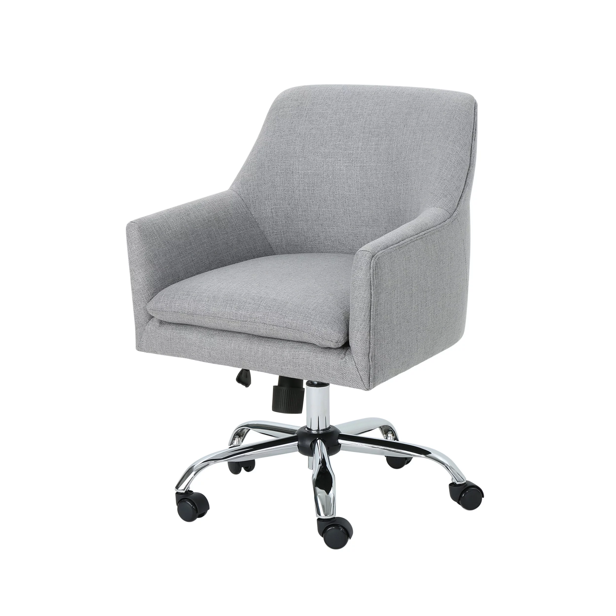 GDF Studio Morgan Mid Century Modern Fabric Home Office Chair, Gray and Chrome