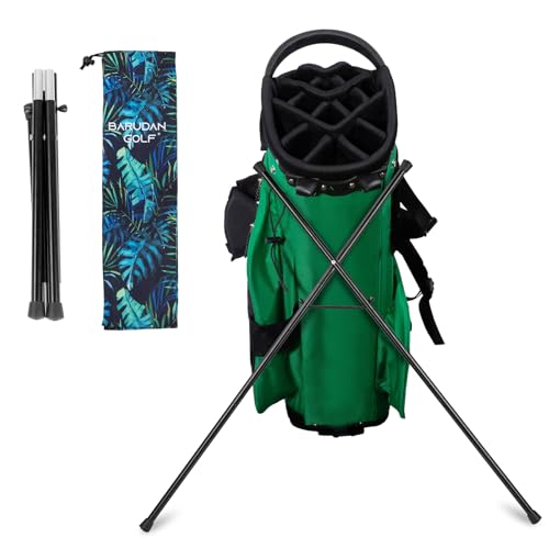 Black Golf Bag Stand Attachment with Screw and Carry Bag - Strengthen Alluminum Alloy Foldable Golf Stand Legs Only - Easy Carry Portable Stand for Golf Bag - Attachable Golf Club Bag Accessories