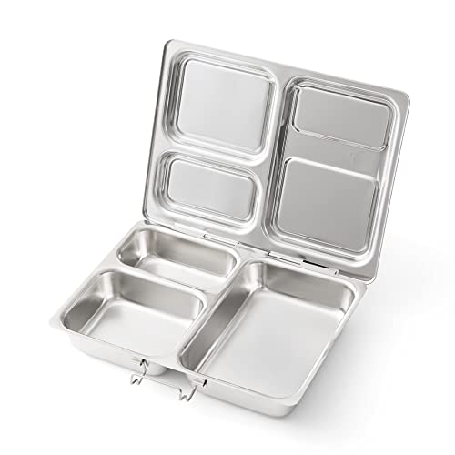 PlanetBox Rover Stainless Steel Bento Box Style Lunch Box for Kids with 5 Compartments – Durable, Dishwasher Safe & BPA-Free Food Container