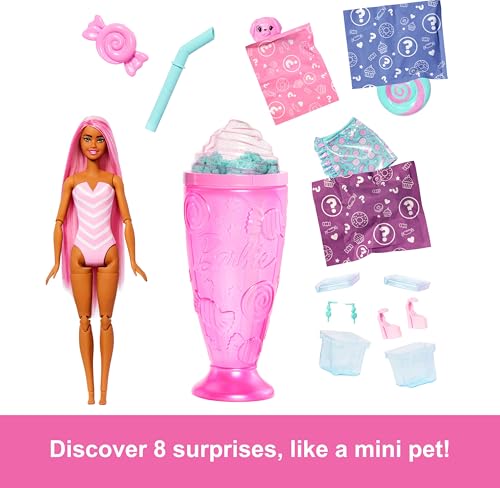 Barbie Pop Reveal Series Fashion Doll & Accessories Set, Treat Series, Cool Cupcake Theme with Pet, 8 Surprises Include Color Change