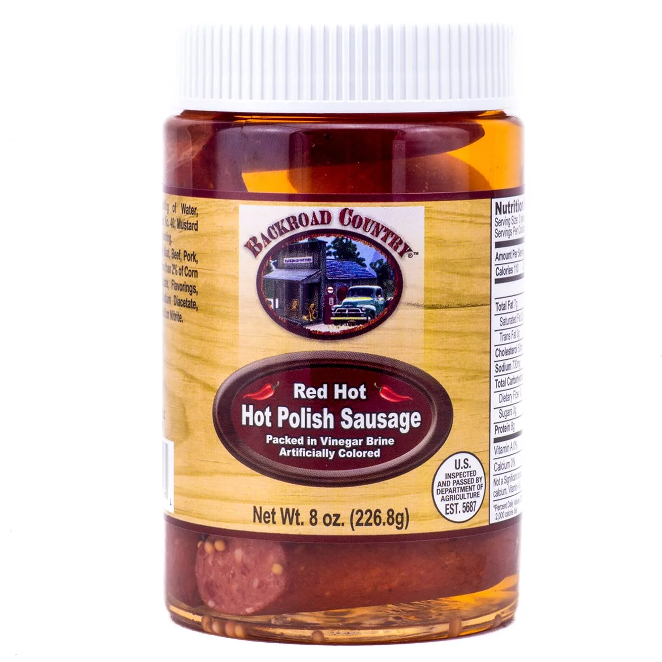 Backroad Country Pickled Hot Polish Sausage, 2-Pack 8 oz. PET Jars