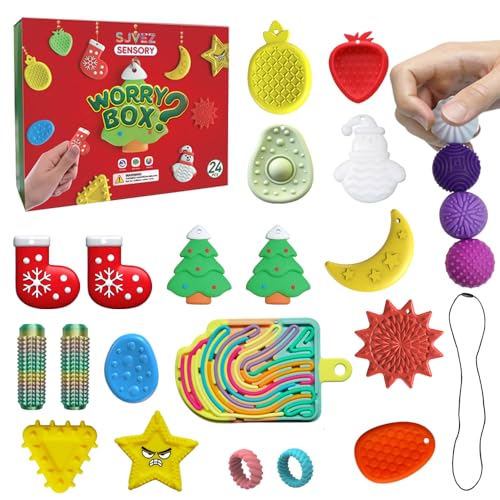 Christmas Countdown Surprise Blind Box, Kids' Sensory Stone Set - 24-Day Countdown, Holiday Gift for Sons, Daughters, Friends, Classmates and Autistic Children, 2025 Christmas Surprise Gift