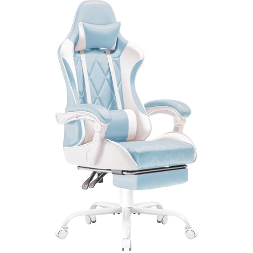 Homall Gaming Chair, Computer Chair with Footrest and Massage Lumbar Support, Ergonomic High Back Video Game Chair with Swivel Seat and Headrest (Blue)
