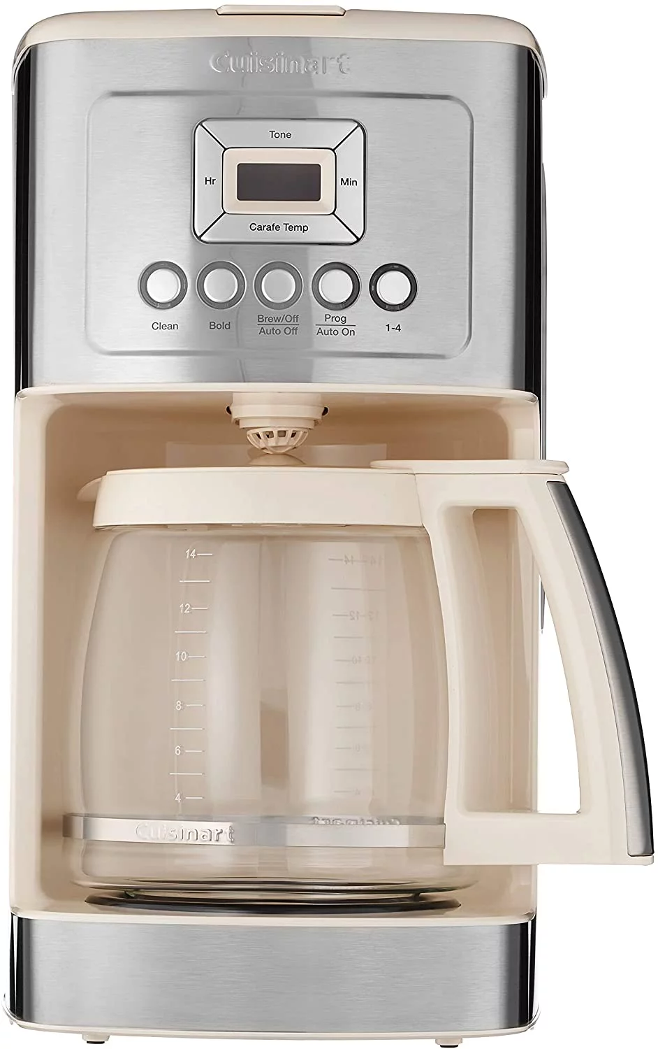 Cuisinart DCC-3200 Programmable Coffeemaker&nbsp;with&nbsp;Glass Carafe and Stainless Steel Handle, 14 Cup, Cream
