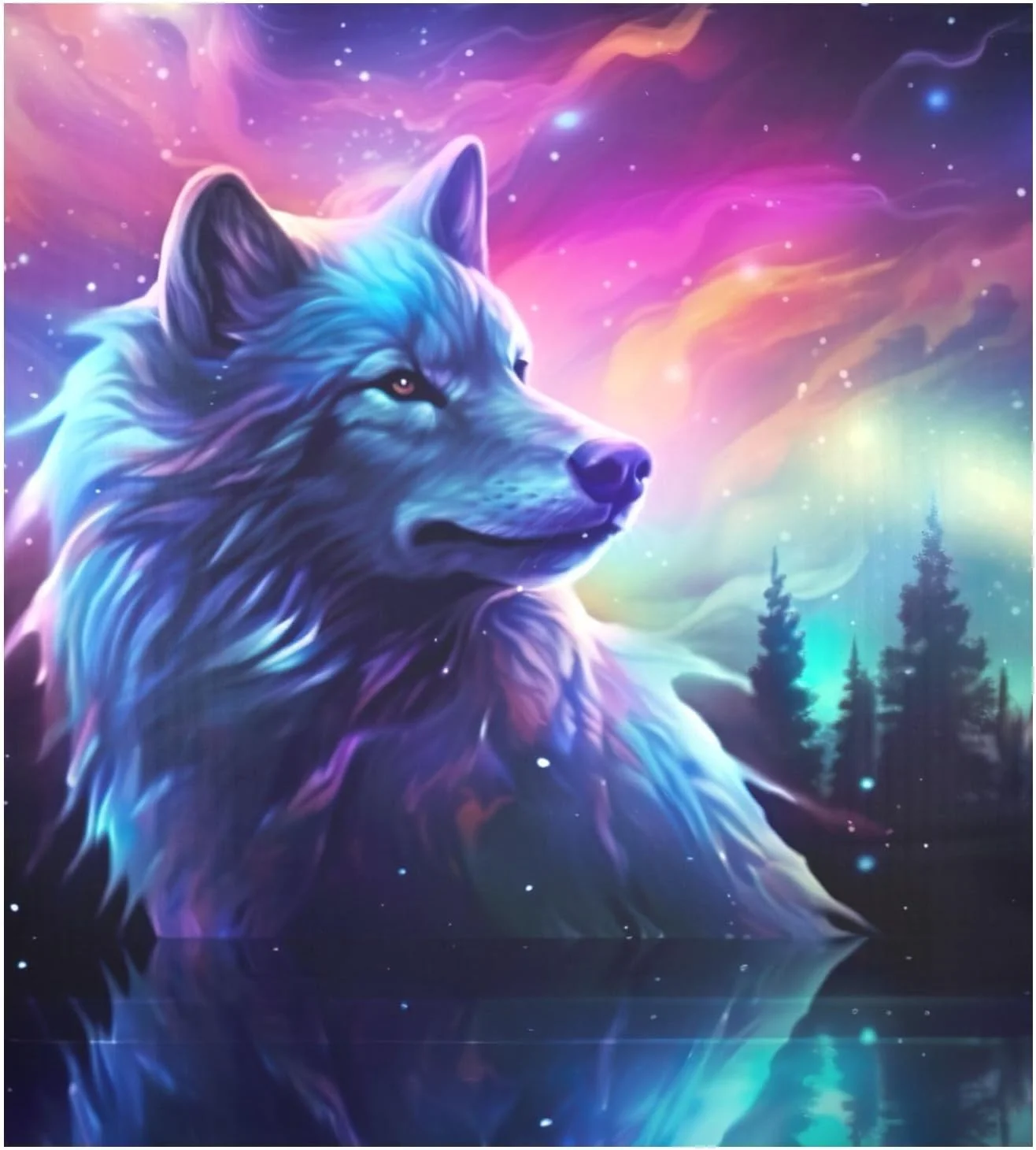 Coolnut Magnetic Dishwasher Stickers Galaxy Wolf Kitchen Dishwasher Cover Sticker, Panel Decal Home Cabinet Appliances Stickers 23in W x 26in H Home Decor