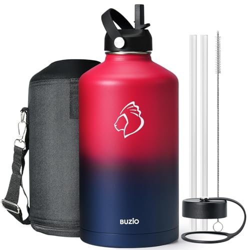 BUZIO Vacuum Insulated Stainless Steel Water Bottle 64oz (Cold for 48 Hrs/Hot for 24 Hrs) BPA Free Double Wall Travel Mug/Flask for Outdoor Sports Hiking, Cycling, Camping, Running