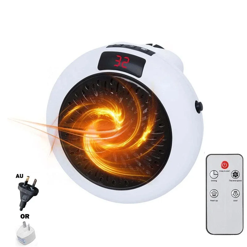 Electric Heater Portable Ptc Ceramic Hot Air Fan Household Desktop Wall Mounted Round Home Mini Appliances Winter Heater AU