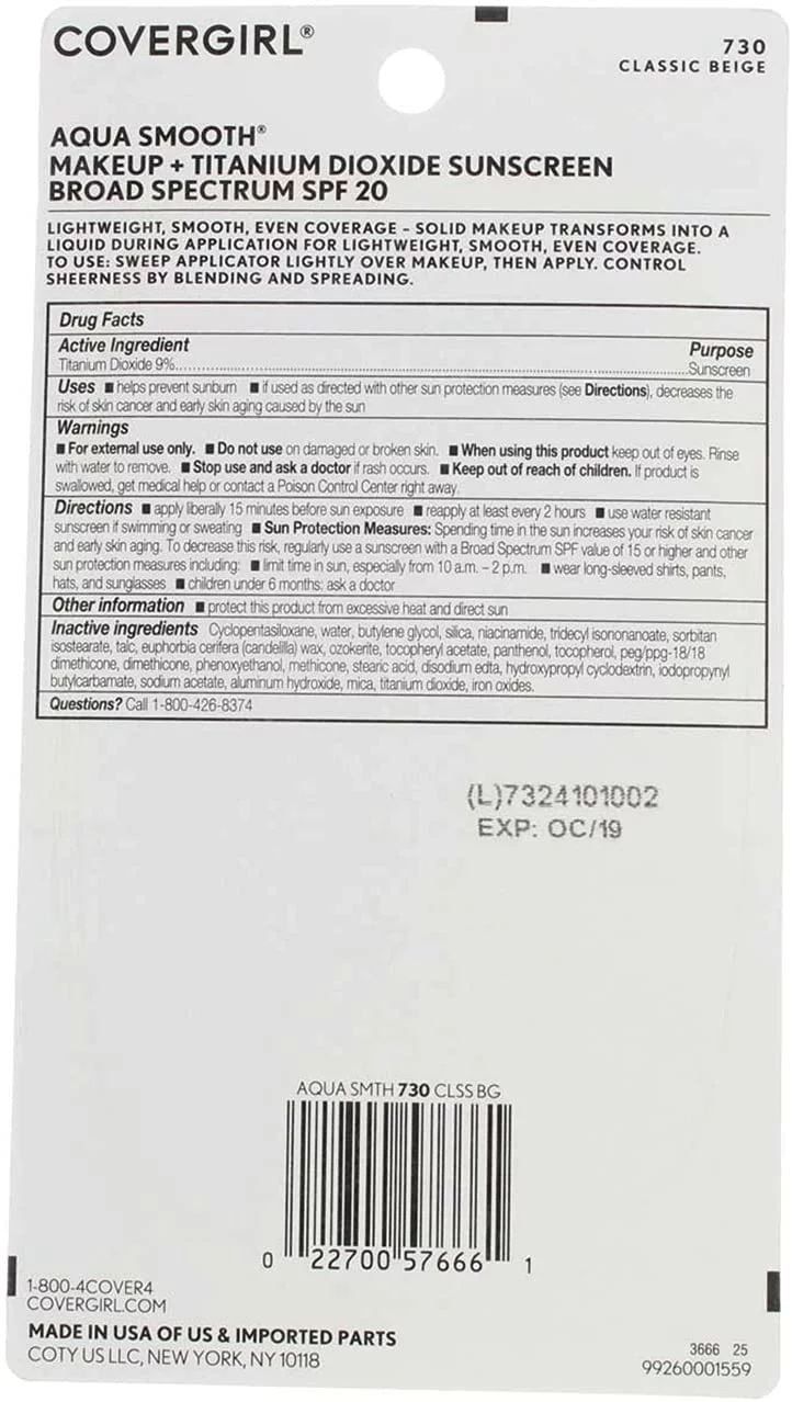 CoverGirl Smoothers AquaSmooth Compact Foundation, Classic Beige [730] 0.40 oz (Pack of 3)