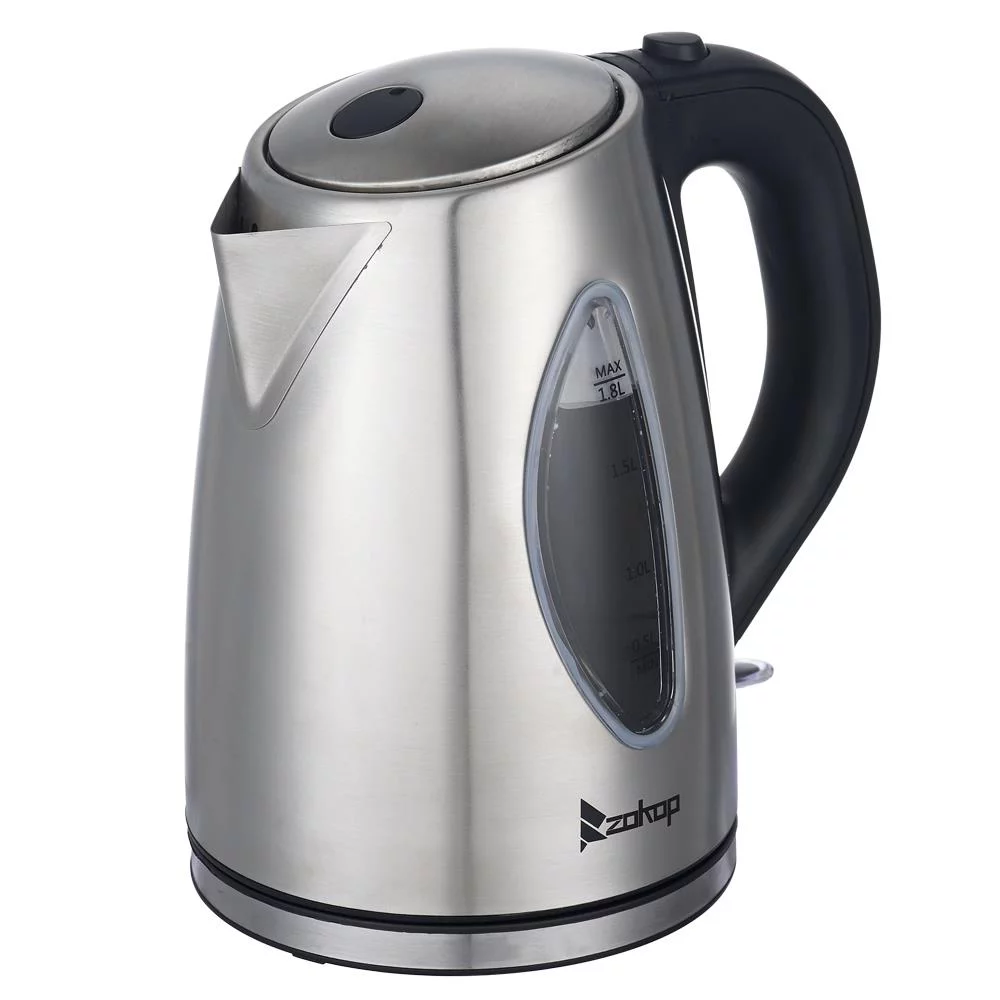SalonMore 0.48Gal Stainless Steel Electric Tea Kettle with Boil-Dry Protection, Silver