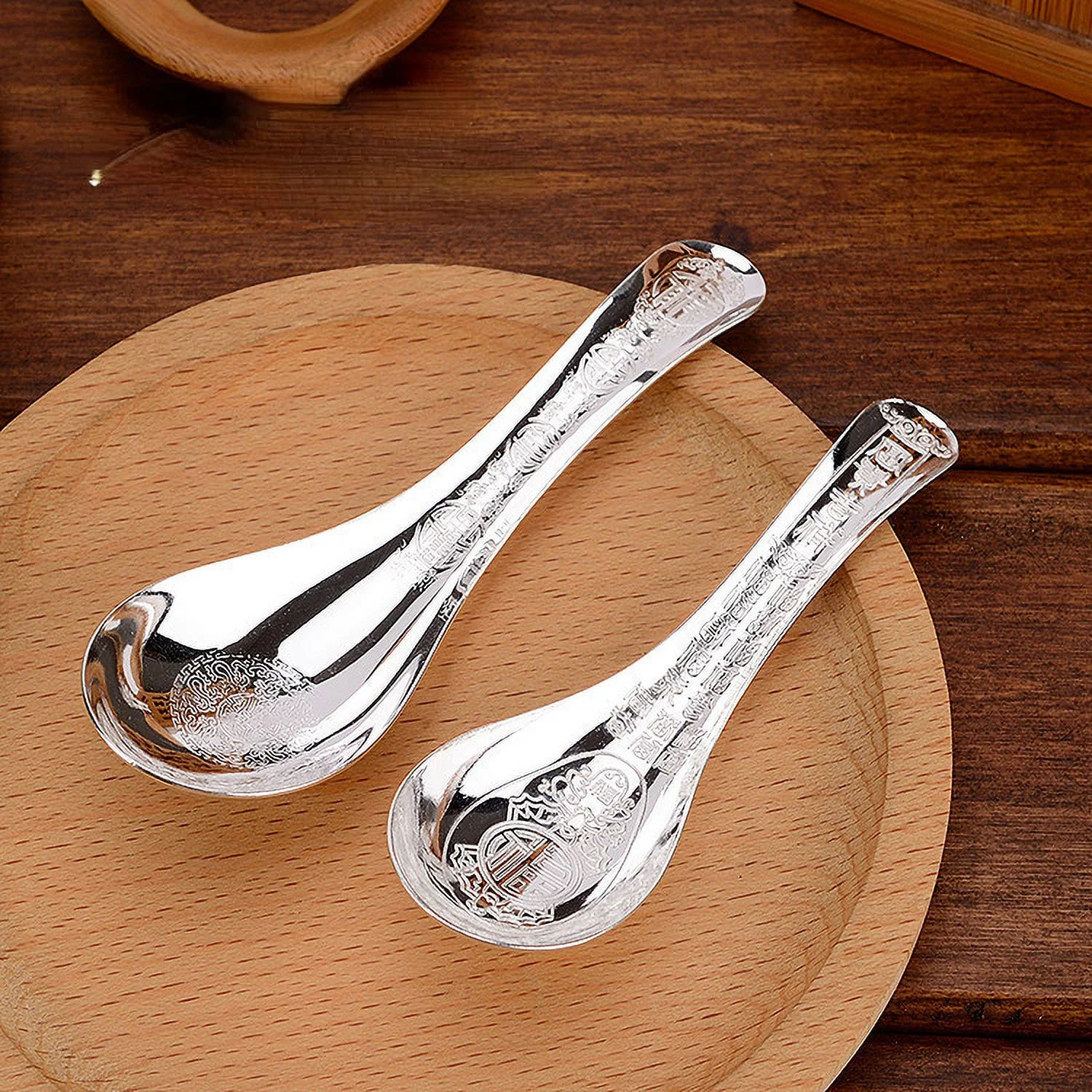 Wollet S999 Sterling Silver Soup Spoon, Rice Spoon for Children Baby Adult, Sterling Silver Tableware